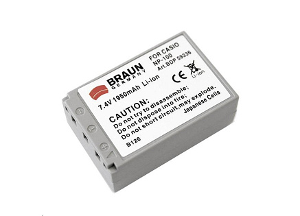 Braun akumulátor CASIO NP-100, 1950mAh Braun akumulátor CASIO NP-100, 1950mAh