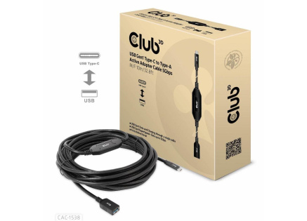 Club3D Kabel USB-C na USB-A, Aktivní adaptér/kabel, 5 Gbps (M/F), 10m