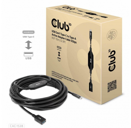 Club3D Kabel USB-C na USB-A, Aktivní adaptér/kabel, 5 Gbps (M/F), 10m Club3D Kabel USB-C na USB-A, Aktivní adaptér/kabel, 5 Gbps (M/F), 10m