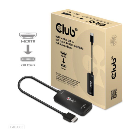 Club3D Adaptér HDMI + Micro USB na USB-C 4K120Hz/8K30Hz, Active Adapter M/F Club3D Adaptér HDMI + Micro USB na USB-C 4K120Hz/8K30Hz, Active Adapter M/F