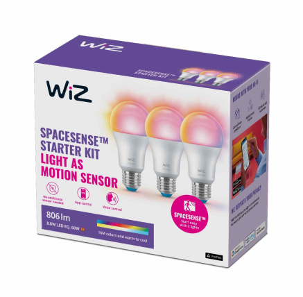 PHILIPS WiZ Wi-Fi BLE A60 E27 60 W - barevná žárovka, nastavitelná teplota, stmívatelná