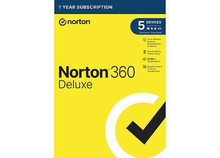 NORTON 360 DELUXE 50GB +VPN 1 uživatel pro 5 zařízení na 1 rok - ESD NORTON 360 DELUXE 50GB +VPN 1 uživatel pro 5 zařízení na 1 rok - ESD