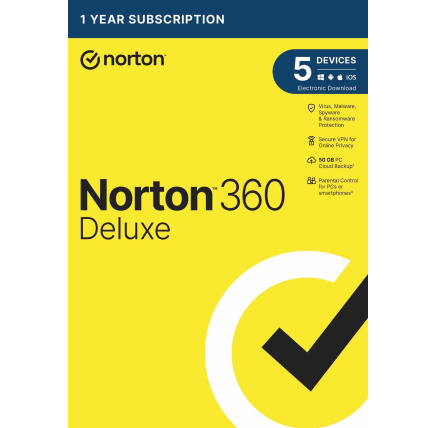NORTON 360 DELUXE 50GB +VPN 1 uživatel pro 5 zařízení na 1 rok - ESD