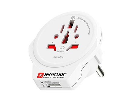 SKROSS cestovní adaptér Europe USB pro cizince v ČR, USB-A, 12W, typ E/F