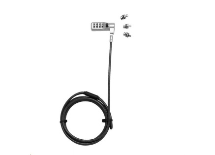 DICOTA Universal Security Cable Lock, 3 Exchangeable heads fits all slots, combination