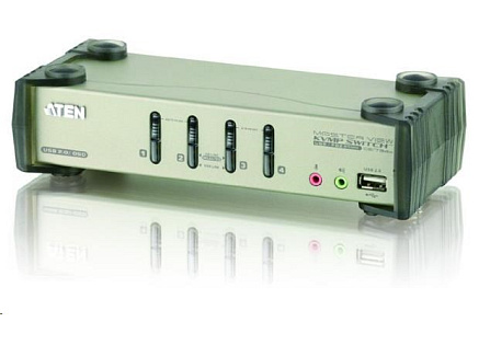 BAZAR - ATEN přepínač 4-port KVMP USB+PS/2, usb hub, audio, OSD, 1.2m kabely - Rozbaleno (Komplet)