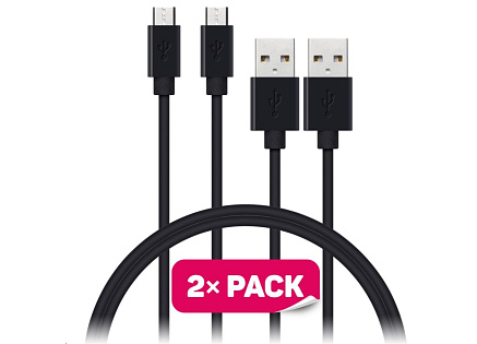 CONNECT IT Wirez Micro USB - USB, černý, 1 m (2 ks v balení)