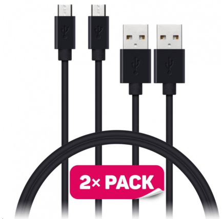 CONNECT IT Wirez Micro USB - USB, černý, 1 m (2 ks v balení) CONNECT IT Wirez Micro USB - USB, černý, 1 m (2 ks v balení)