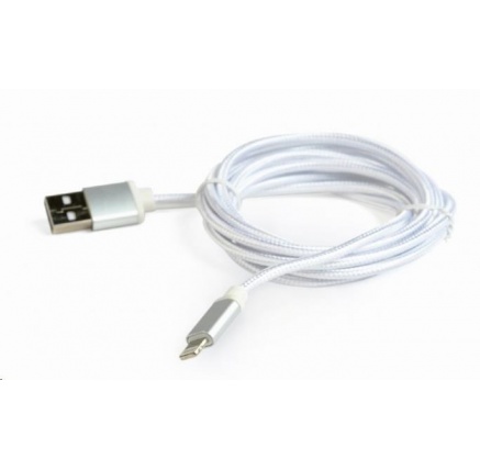 GEMBIRD Kabel USB 2.0 Lightning (IP5 a vyšší) nabíjecí a synchronizační kabel, opletený, 1,8m, stříbrný, blis GEMBIRD Kabel USB 2.0 Lightning (IP5 a vyšší) nabíjecí a synchronizační kabel, opletený, 1,8m, stříbrný, blis