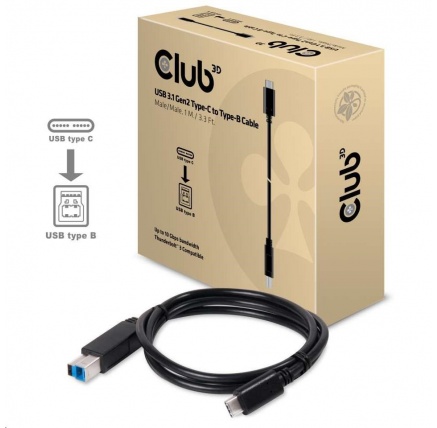 Club3D Kabel USB 3.1 typ C Gen2 na USB typ B (M/M), 1m Club3D Kabel USB 3.1 typ C Gen2 na USB typ B (M/M), 1m