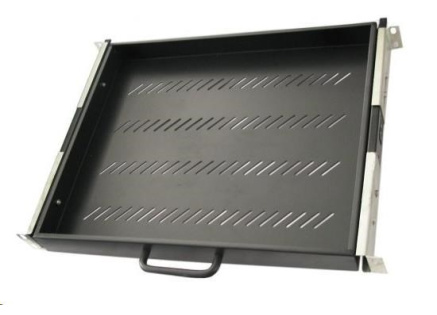 XtendLan 19" výsuvná police s perforací 1U/350mm, nosnost 45kg, černá