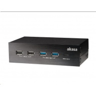 AKASA HUB USB InterConnect GX, 2x USB 3.1, 2x USB 2.0, USB-C, 5.25" přední panel, interní