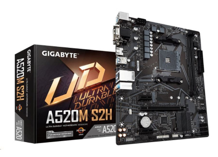 GIGABYTE MB Sc AM4 A520M S2H, AMD A520, 2xDDR4, 1xHDMI, 1xDVI, 1xVGA, mATX