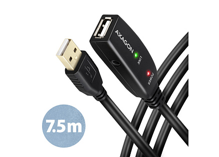 AXAGON ADR-207, USB 2.0 A-M -> A-F aktivní prodlužovací / repeater kabel, 7.5m AXAGON ADR-207, USB 2.0 A-M -> A-F aktivní prodlužovací / repeater kabel, 7.5m