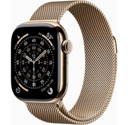Apple Watch Series 11 GPS + Cellular 42mm Gold Titanium Case with Gold Milanese Loop