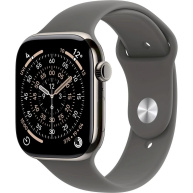 Apple Watch Series 11 GPS + Cellular 46mm Natural Titanium Case with Stone Grey Sport Band - S/M