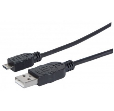 MANHATTAN Kabel propojovací USB 2.0  A Male / Micro-B Male, 1.8m, černý