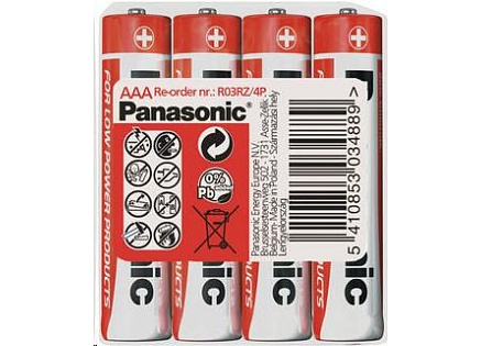 PANASONIC Zinkouhlíkové baterie Red Zinc R03RZ/4P AAA 1,5V (shrink 4ks) PANASONIC Zinkouhlíkové baterie Red Zinc R03RZ/4P AAA 1,5V (shrink 4ks)