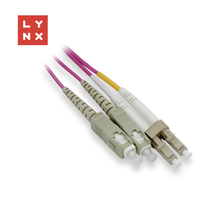 LYNX duplexní patch kabel MM, OM4, LC/SC, 50/125µm, 0,5m