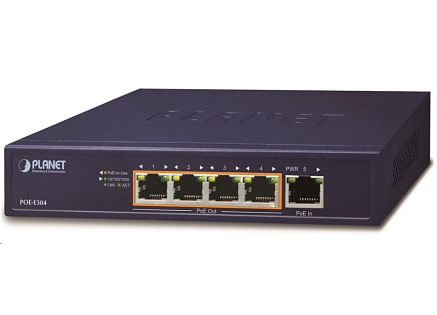 Planet POE-E304 PoE extender, 1xPoE-in, 4xPoE-out 65W, 802.3bt/at/af, Gigabit