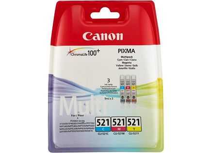 Canon CARTRIDGE CLI-521 C/M/Y MULTI-PACK SEC pro IP3600, MP 540,550,560, MP620,630,640, MP980,990