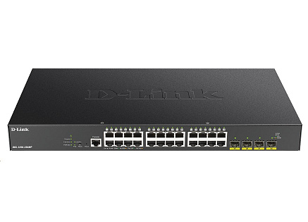D-Link DGS-1250-28XMP 28-port Gigabit Smart PoE Switch, 24x GbE PoE+, 4x SFP+, PoE 370W