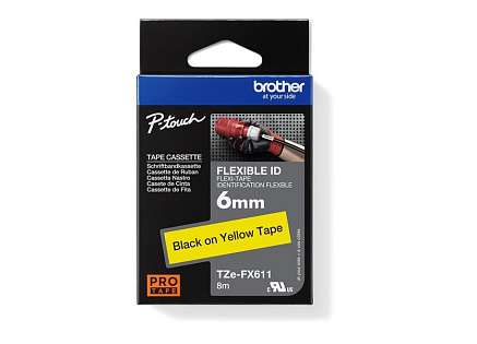 BROTHER TZEFX611 - kazeta TZ šířky 6mm, flexibilní lamino páskou TZE-FX611, žlutá/černé písmo