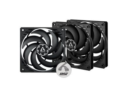 ARCTIC ventilátor P12 Slim PWM PST 3-Pack, 120mm, 4pin, PWM, černá
