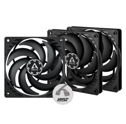 ARCTIC ventilátor P12 Slim PWM PST 3-Pack, 120mm, 4pin, PWM, černá