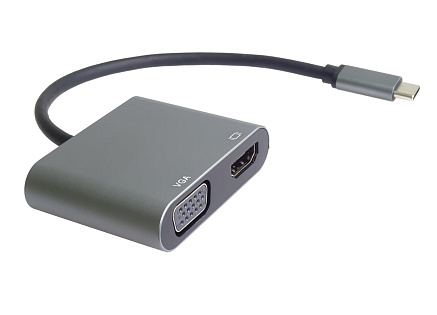 PremiumCord MST adaptér USB-C na HDMI + VGA, rozlišení 4K a FULL HD 1080p