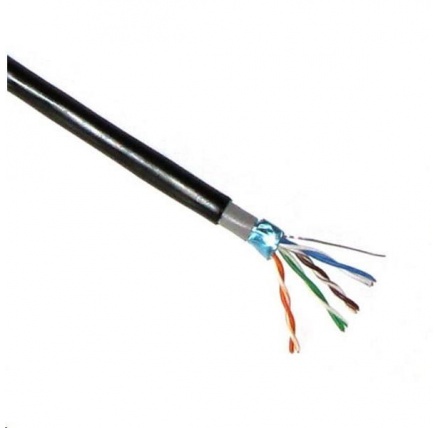 FTP kabel PlanetElite, Cat5E, drát, dvojitý venkovní PE+PVC, Dca, černý, 305m, cívka FTP kabel PlanetElite, Cat5E, drát, dvojitý venkovní PE+PVC, Dca, černý, 305m, cívka