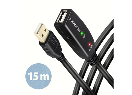 AXAGON ADR-215, USB 2.0 A-M -> A-F aktivní prodlužovací / repeater kabel, 15m