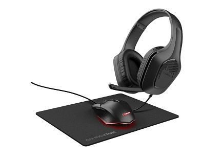 TRUST Sada sluchátka + myš + mousepad GXT 790 3v1 Gaming Bundle, černá
