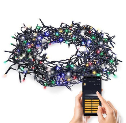Solight LED WIFI smart venkovní vánoční řetěz, 400 LED, 20m, přívod 5m, teplá bílá + vícebarevný