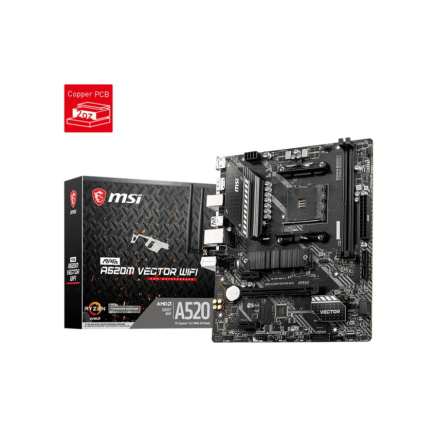 MSI MB Sc AM4 MAG A520M VECTOR WIFI, AMD A520, 2x DDR4, WiFi, 1x DP, 1x HDMI, m-ATX
