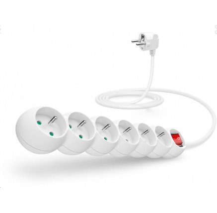CONNECT IT prodlužovací kabel 230 V, 6 zásuvek, 2 m, s vypínačem (bílý) CONNECT IT prodlužovací kabel 230 V, 6 zásuvek, 2 m, s vypínačem (bílý)