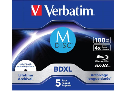 VERBATIM MDisc BDXL (5-pack)Jewel/4x/100GB