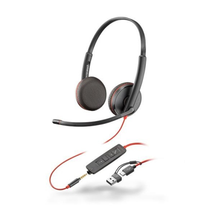 Poly Blackwire 3225 náhlavní souprava, 3.5 mm jack + USB-C/A adaptér, stereo