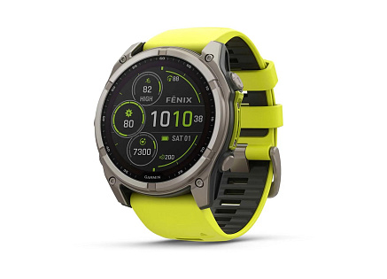 Garmin - fenix 8 Solar Sapphire - 51 mm - Titanium with Amp Yellow | Graphite Silicone Band, EU Garmin - fenix 8 Solar Sapphire - 51 mm - Titanium with Amp Yellow | Graphite Silicone Band, EU