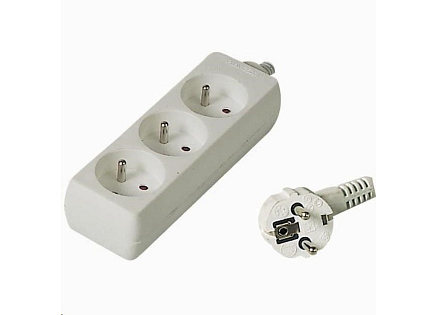 PremiumCord Prodlužovací přívod 230V 7m 3 zásuvky, bílá