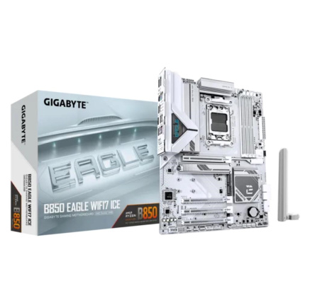 GIGABYTE MB Sc AM5 B850 EAGLE WF7 ICE, AMD B850, 4xDDR5, 1xHDMI, 1xDP, Wifi, ATX