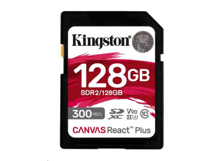 Kingston SDXC karta 128GB Canvas React Plus SDXC UHS-II 300R/260W U3 V90 for Full HD/4K/8K