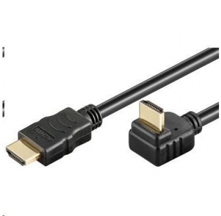 PremiumCord HDMI High Speed+Ethernet kabel, zlacený zahnutý konektor 270° 1m PremiumCord HDMI High Speed+Ethernet kabel, zlacený zahnutý konektor 270° 1m