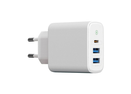 WG - Síťová nabíječka 3x USB, 1x USB-A QC 3.0 + 1x USB-A QC 3.0 + 1x USB-C PD 3.0, bílá