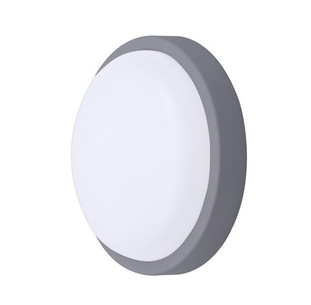 Solight LED venkovní osvětlení kulaté, 13W, 910lm, 4000K, IP54, 17cm, šedá barva