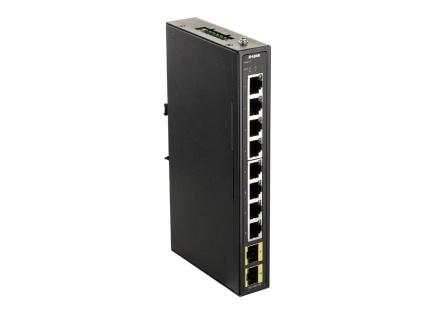 D-Link DIS-100G-10S Průmyslový Gigabit unmanaged switch, 8x GbE, 2x SFP, DIN