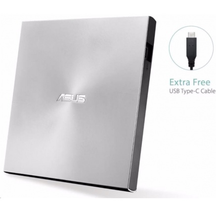 ASUS DVD ZenDrive SDRW-08U9M-U SILVER, External Slim DVD-RW, USB Type-C/Type-A, M-DISC