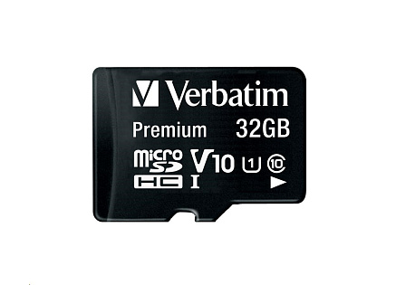 VERBATIM MicroSDHC karta 32GB Premium, U1 + SD adaptér VERBATIM MicroSDHC karta 32GB Premium, U1 + SD adaptér