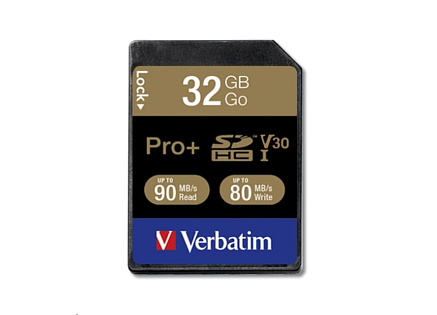 VERBATIM SDHC karta 32GB PRO+ Class 10, UHS-1 (R:90/W:80 MB/s)