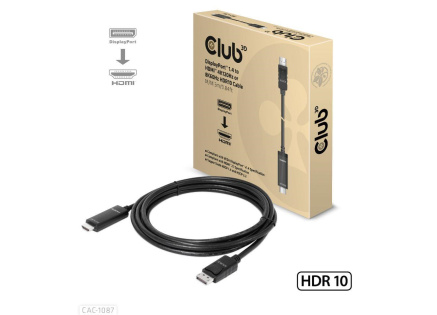 Club3D kabel DP 1.4 na HDMI, 4K120Hz nebo 8K60Hz HDR10, M/M, 3m Club3D kabel DP 1.4 na HDMI, 4K120Hz nebo 8K60Hz HDR10, M/M, 3m